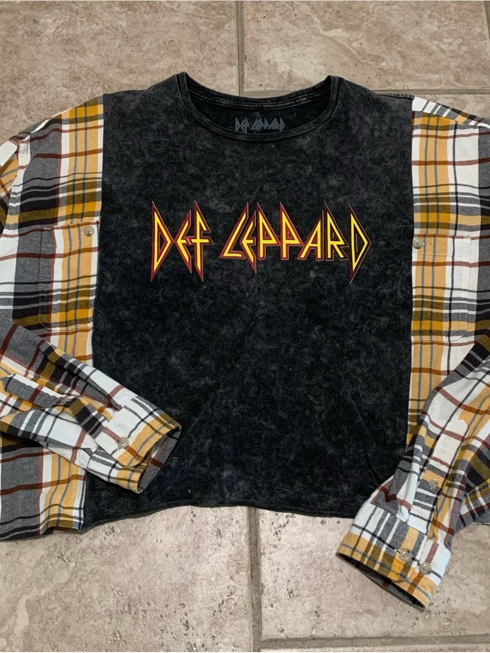 Def Leppard T-shirt/flannel Top Handcrafted